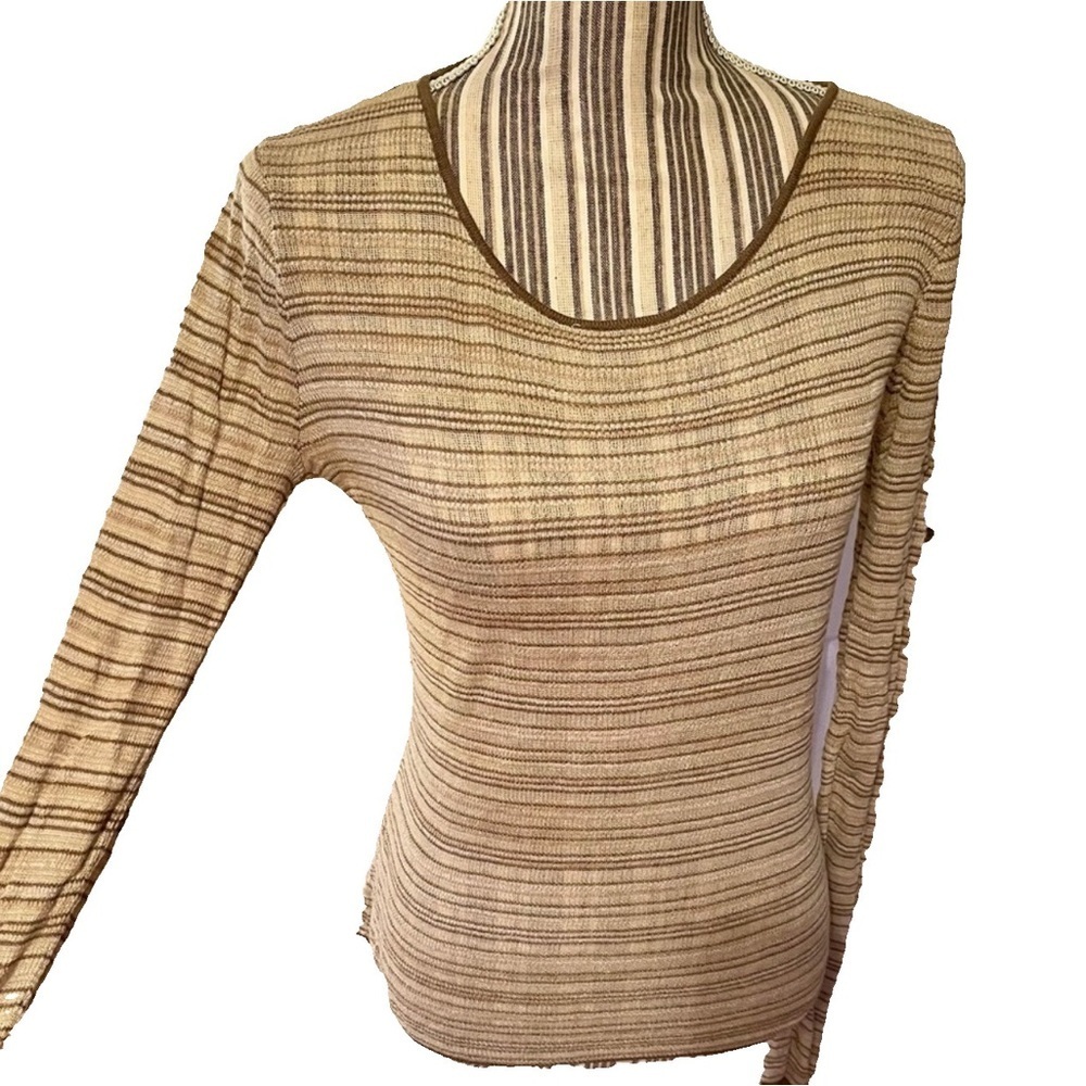 💕Banana Republic cream & milk chocolate striped spring sweater size medium